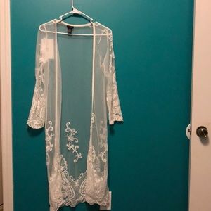 BEAUTIFUL long, white lace, long sleeve vest😍